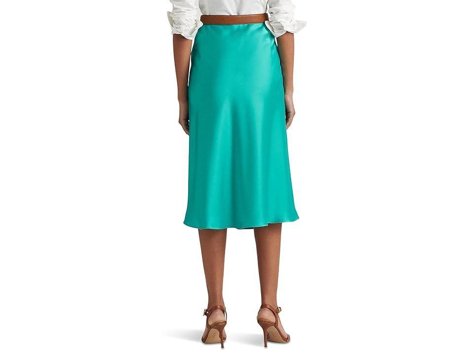 LAUREN Ralph Lauren Satin Charmeuse A-Line Skirt (Natural Turquoise) Women's Skirt Product Image