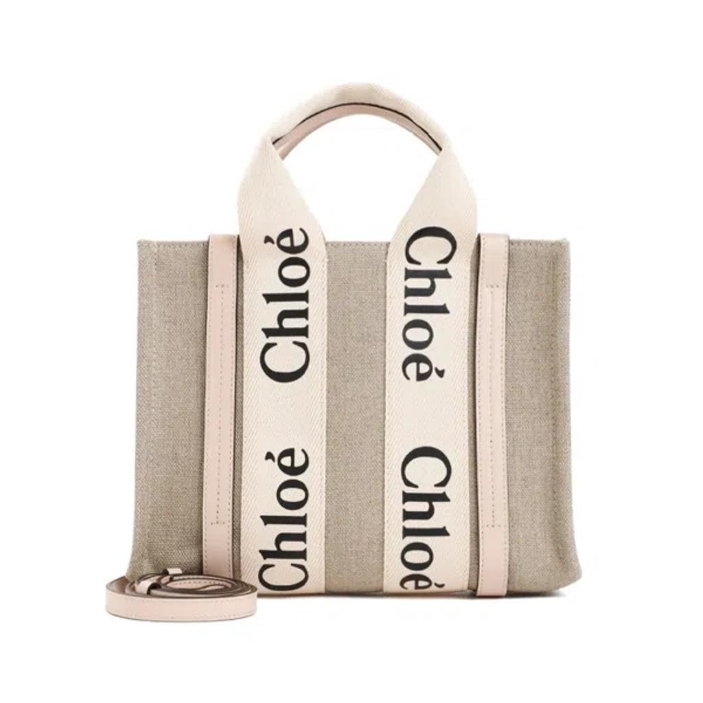 CHLOÉ Cement Pink Small Woody Tote Bag Product Image