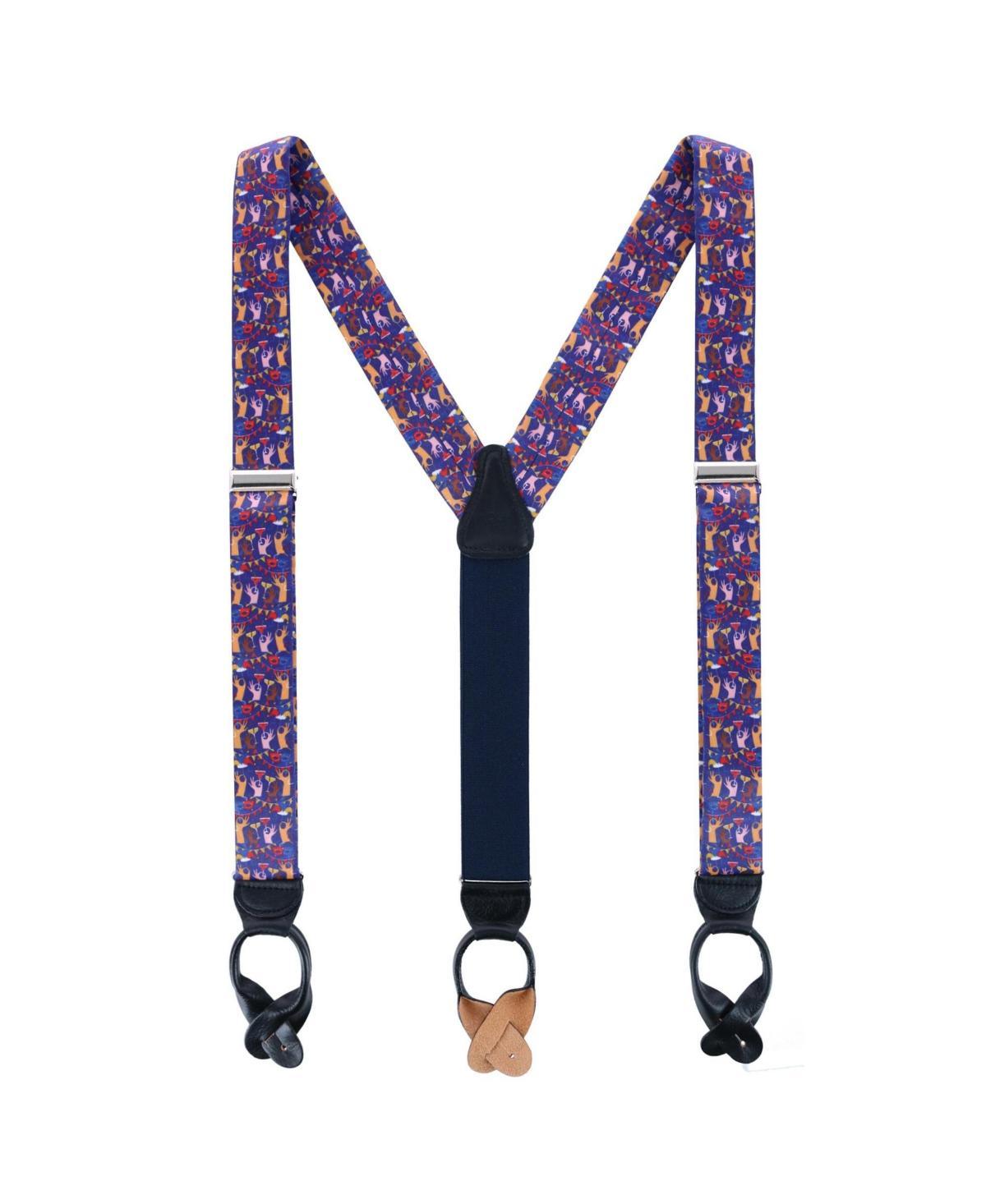 Trafalgar Mens Toast The Night Away Silk Button End Suspenders Product Image