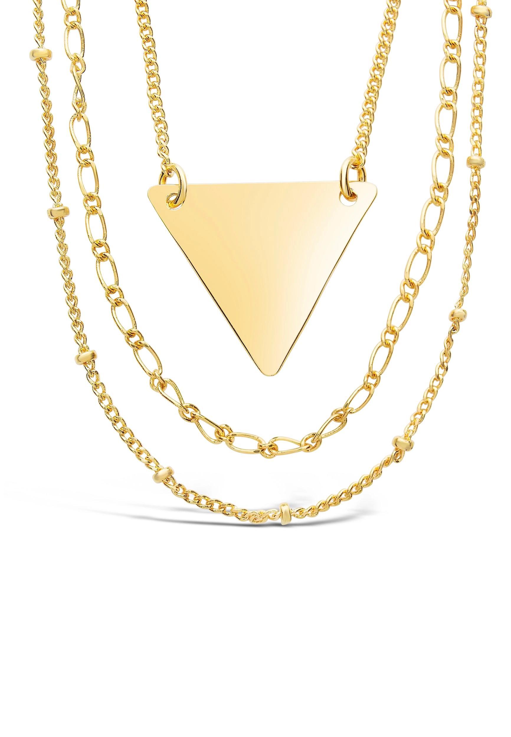 Triple Chain Layered Triangle Necklace Product Image