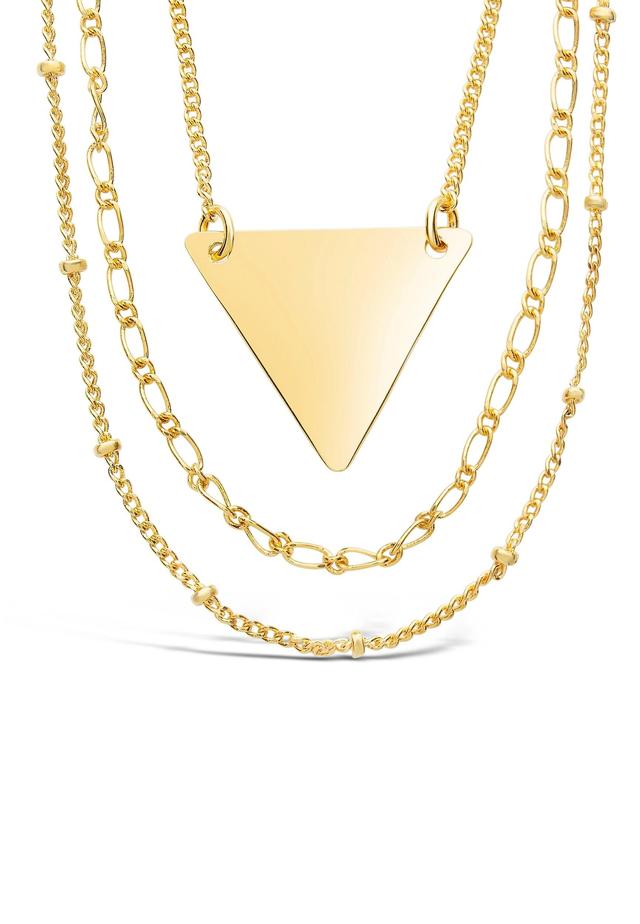 Triple Chain Layered Triangle Necklace Product Image