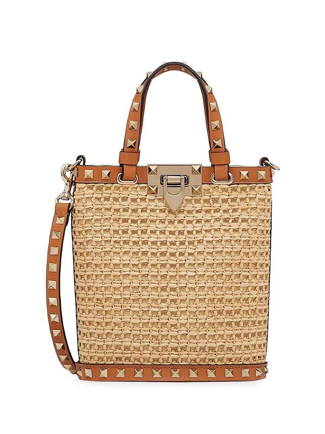 Womens Mini Rockstud Raffia Shoulder Bag Product Image