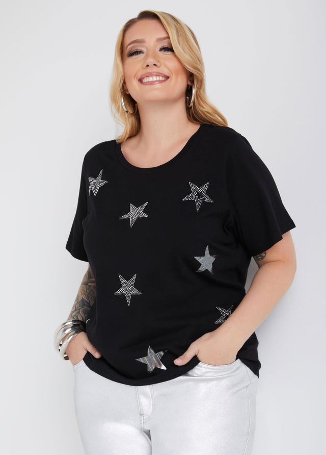 Plus Size Star Embellished Graphic Tee Ashley Stewart Product Image