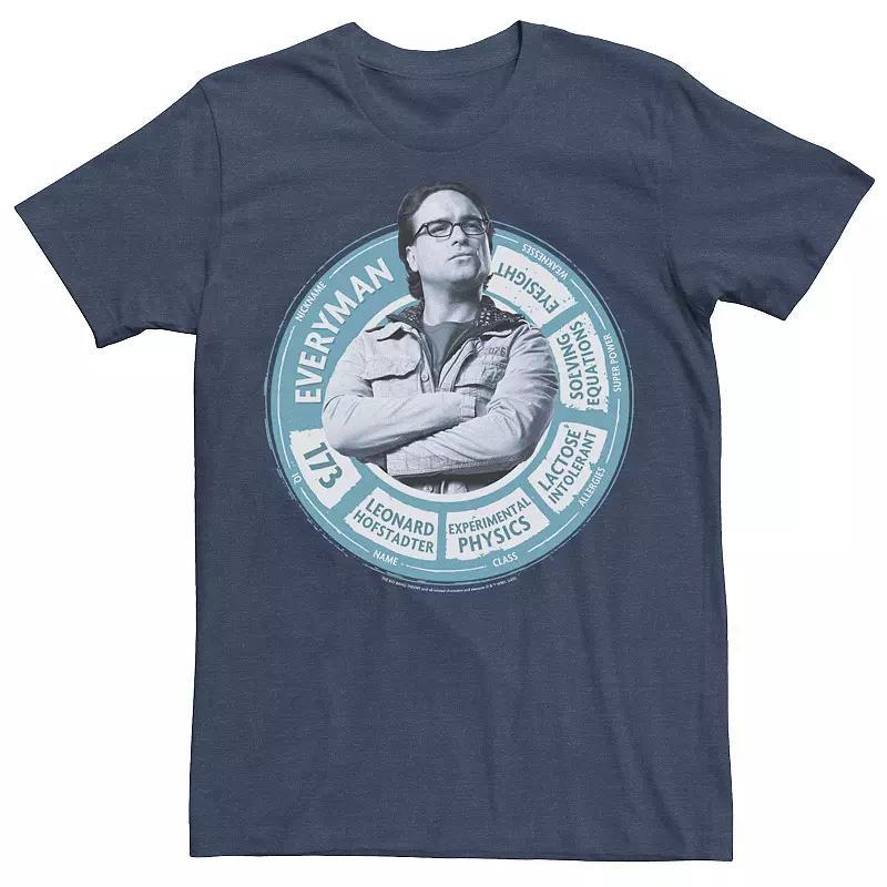 Mens The Big Bang Theory Leonard Statistics Tee Navy Grey Product Image