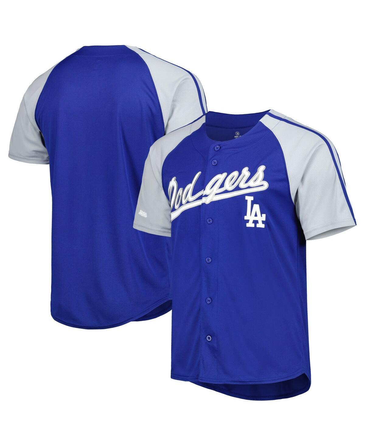 Mens Stitches Royal Los Angeles Dodgers Button-Down Raglan Fashion Jersey - Royal Product Image