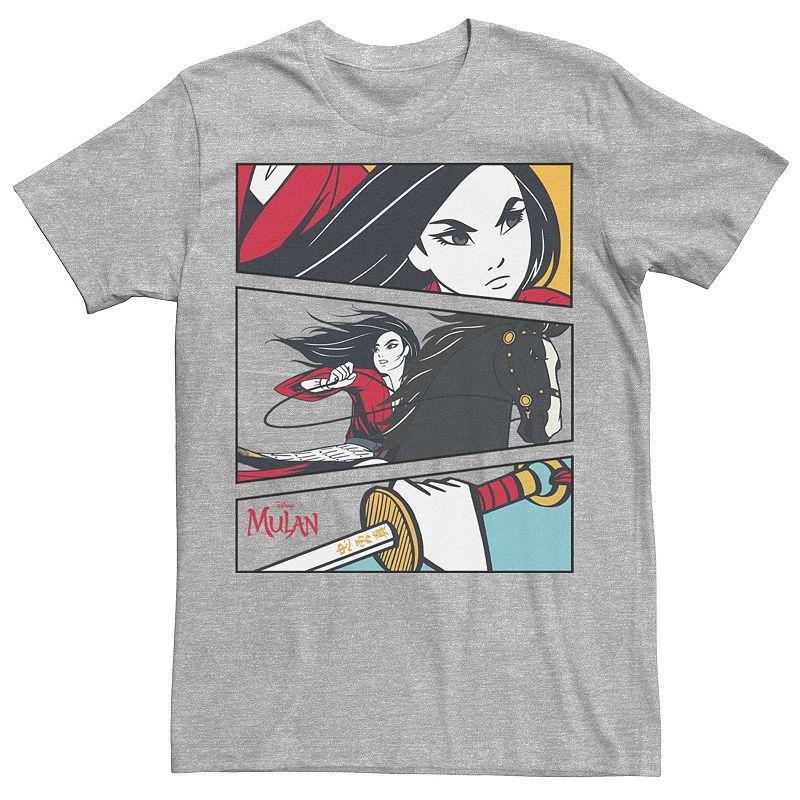 Disneys Mulan Live Action Mulan Comic Action Panels Mens Tee Athletic Grey Product Image