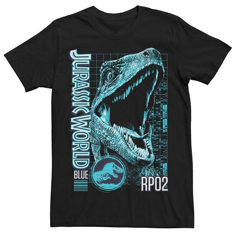 Mens Jurassic World Two Blue Face Tech Schematic Tee Grey Heather Product Image