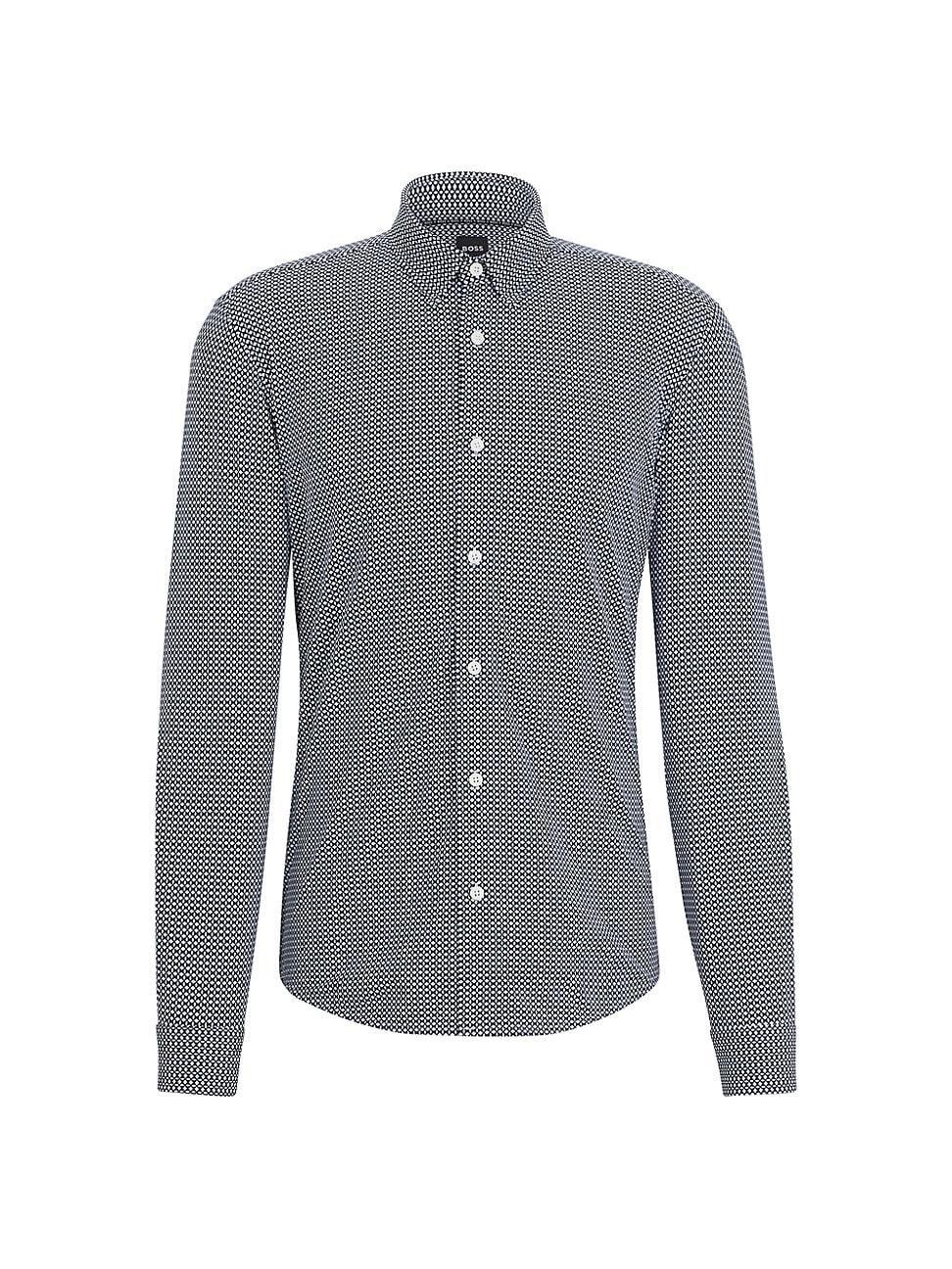 Mens Slim-Fit Shirt in Geometric-Printed Performance-Stretch Material Product Image