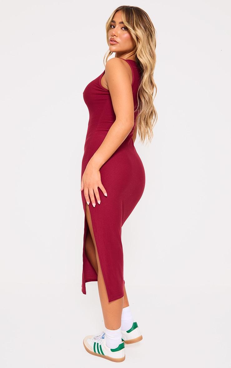 Burgundy Soft Touch Racer Neck Sleeveless Midaxi Dress Product Image