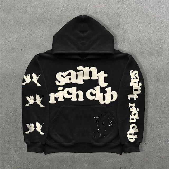 Vintage Saint Rich Club Graphic Print Side Pockets Hoodie Product Image