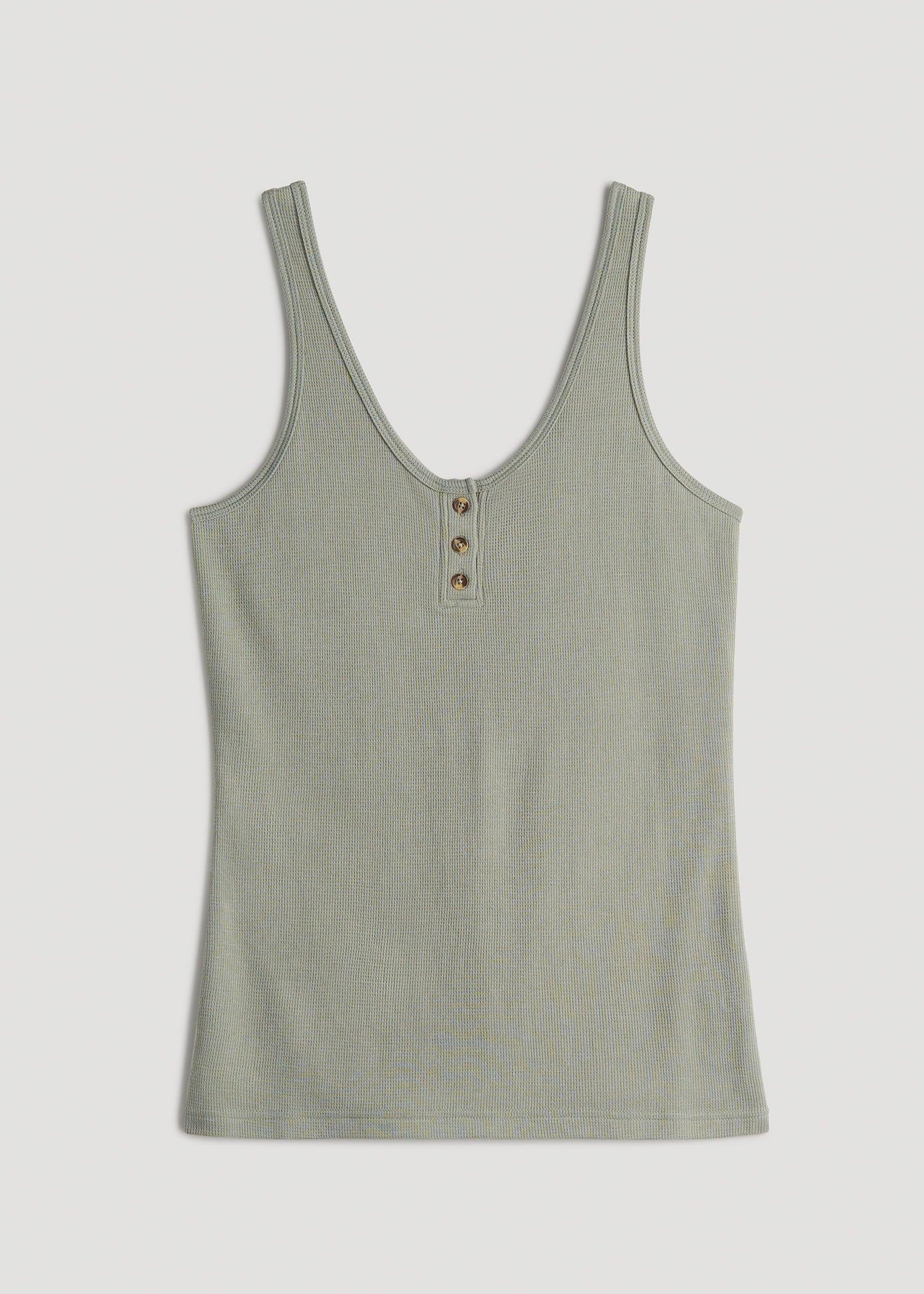 Waffle Tank Top for Tall Women in Seagrass Female Product Image