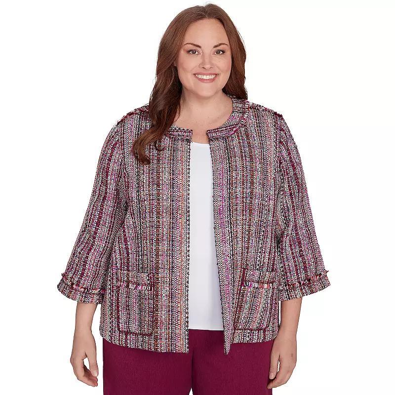 Plus Size Alfred Dunner Fringe Textured Jacket, Womens Product Image