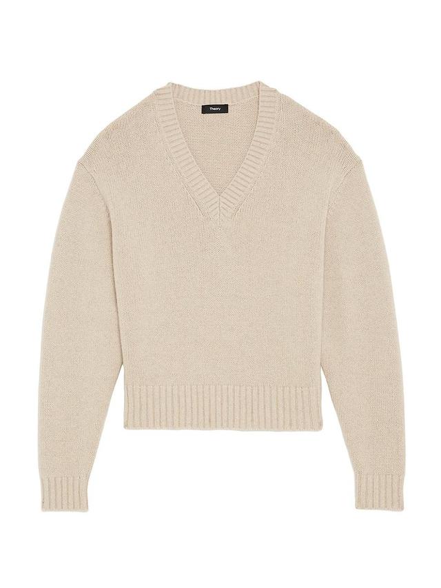 Theory V-Neck Sweater in Recycled Wool-Cashmere  female Product Image