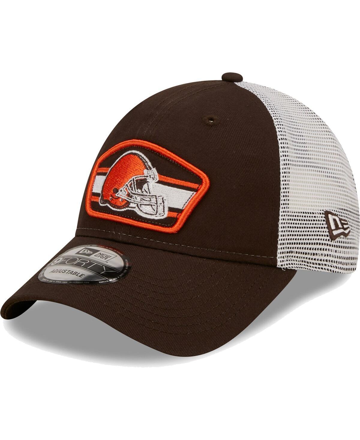 Mens New Era /White Cleveland s Logo Patch Trucker 9FORTY Snapback Hat Product Image