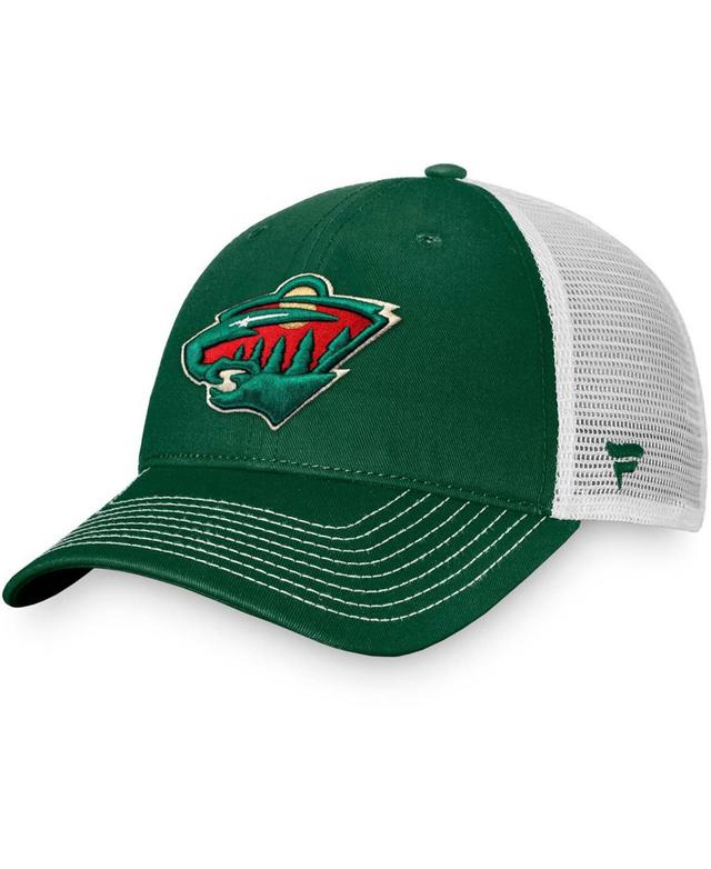 Mens Fanatics Branded Green/White Minnesota Wild Slouch Core Primary Trucker Snapback Hat Product Image