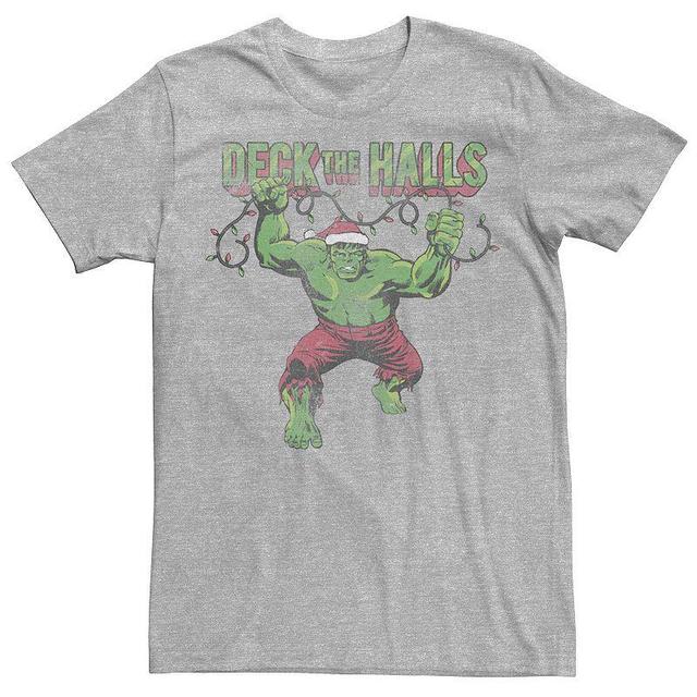 Mens Marvel Deck The Halls Distressed Hulk Portrait Graphic Tee Athletic Grey Product Image