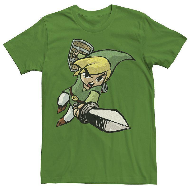 Mens Nintendo Legend Of Zelda Link Action Pose Sketch Logo Graphic Tee Product Image