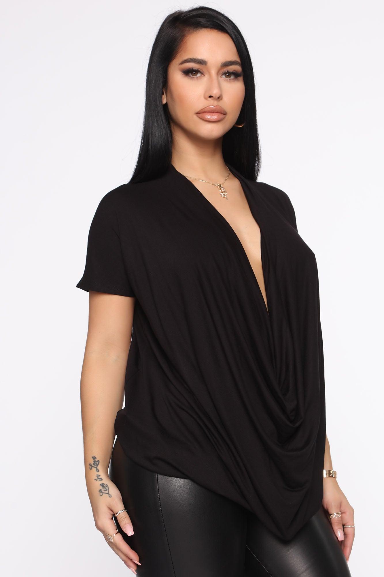 Cowl Hearted Top - Black Product Image