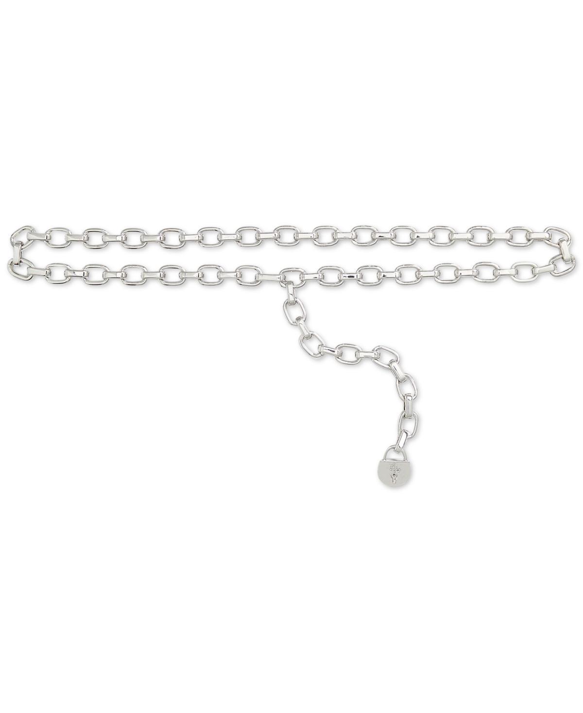 Lauren Ralph Lauren Womens Silver-Tone Padlock-Charm Chain Belt Product Image