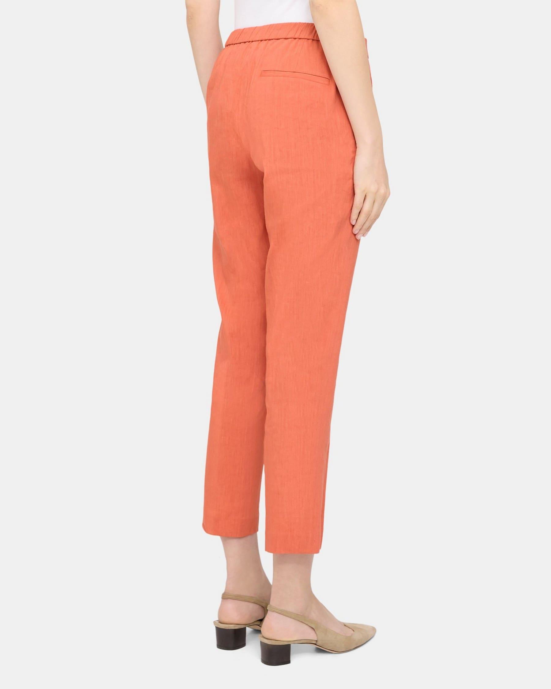 Slim Cropped Pull-On Pant in Linen-Blend Product Image