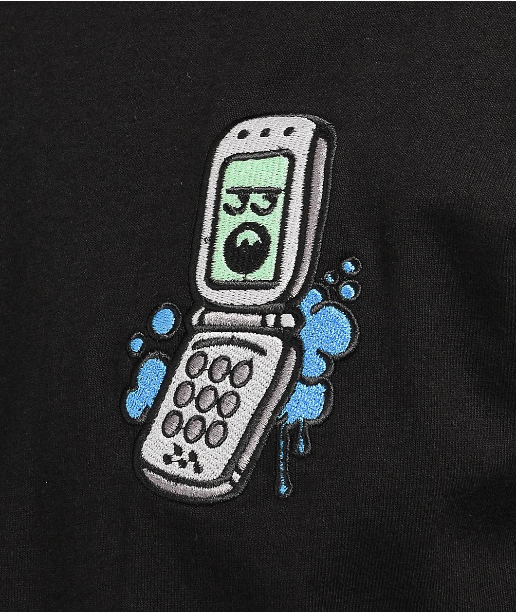 Empyre Flip Phone Embroidered Black T-shirt Product Image