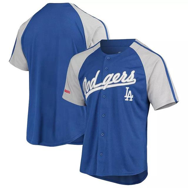 Mens Stitches Royal Los Angeles Dodgers Button-Down Raglan Replica Jersey Product Image