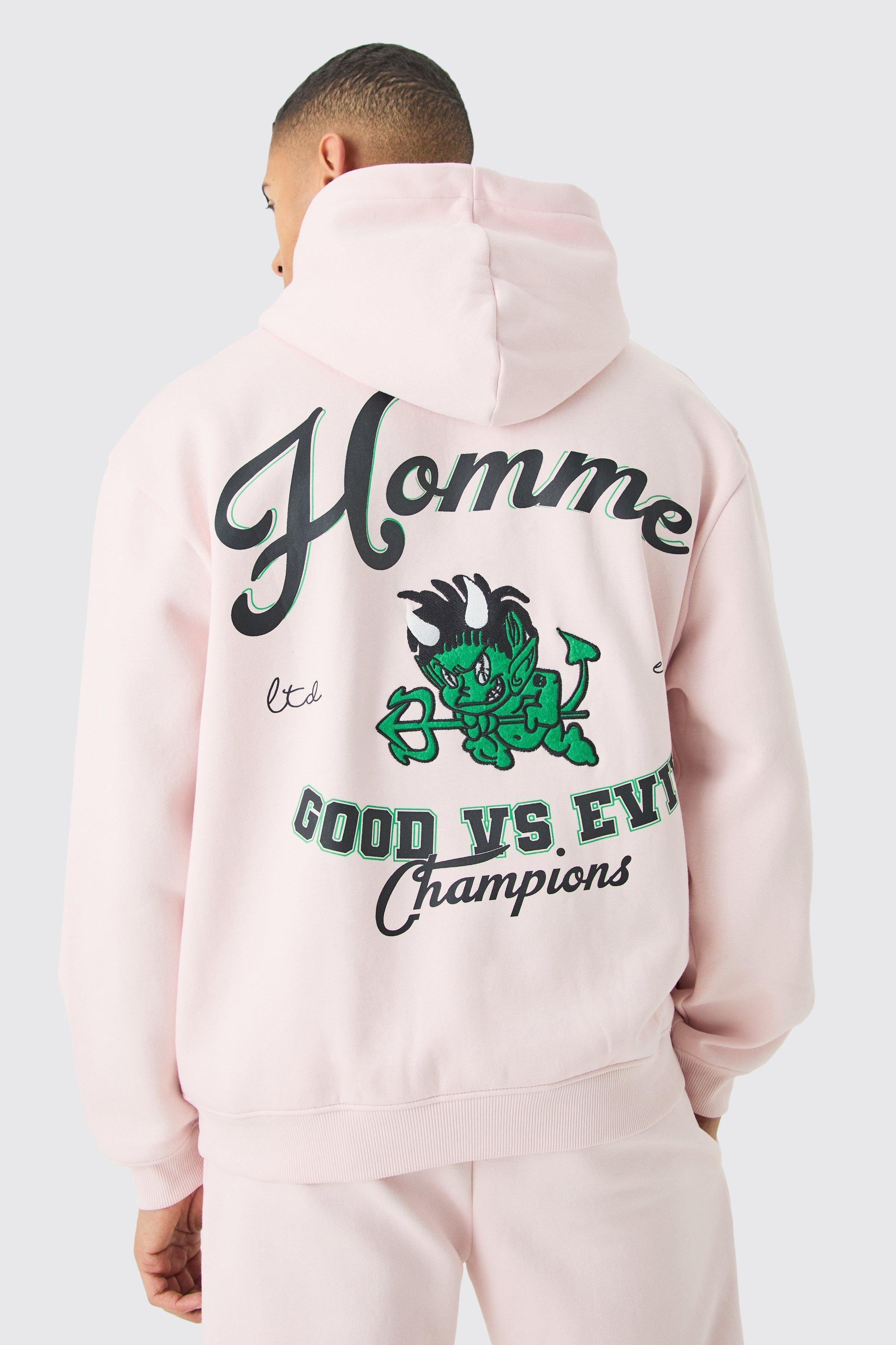 Oversized Varsity Applique Hoodie | boohooMAN USA Product Image