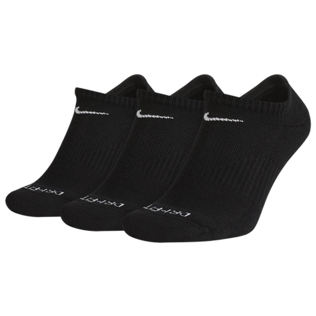 NIKE Dri-fit Half-cushion No-show Socks 3-pack In Black/white Product Image