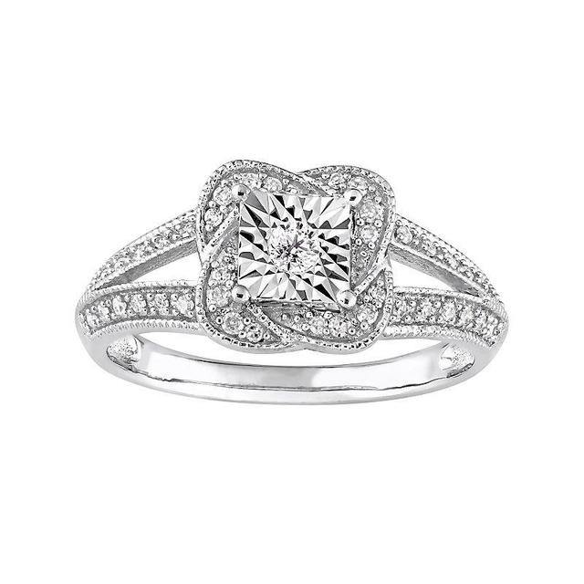 Stella Grace Sterling Silver 1/5 Carat T.W. Diamond Knot Ring, Womens, White Product Image