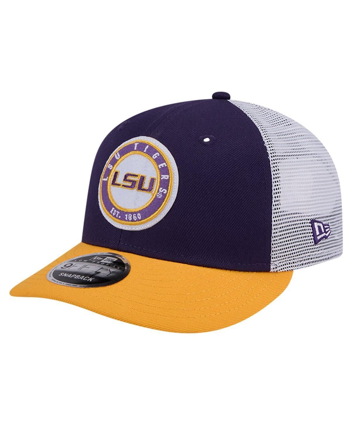 Mens New Era LSU Tigers Throwback Circle Patch 9FIFTY Trucker Snapback Hat Product Image