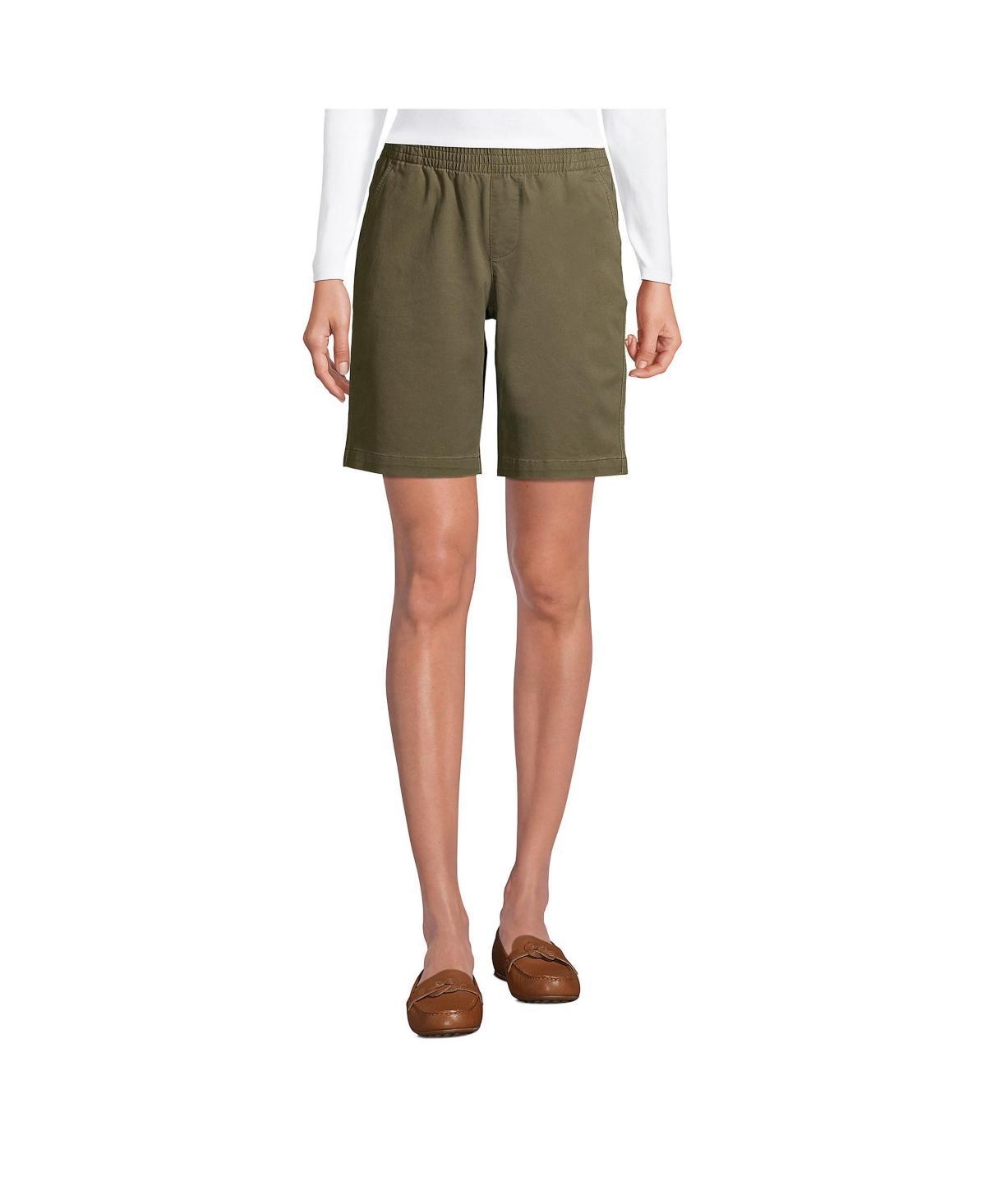 Womens Lands End Pull-On Chino Bermuda Shorts Green Moss Product Image