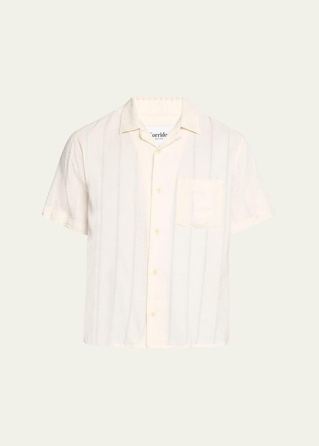 Corridor Striped Seersucker Short Sleeve Button-Up Camp Shirt Product Image