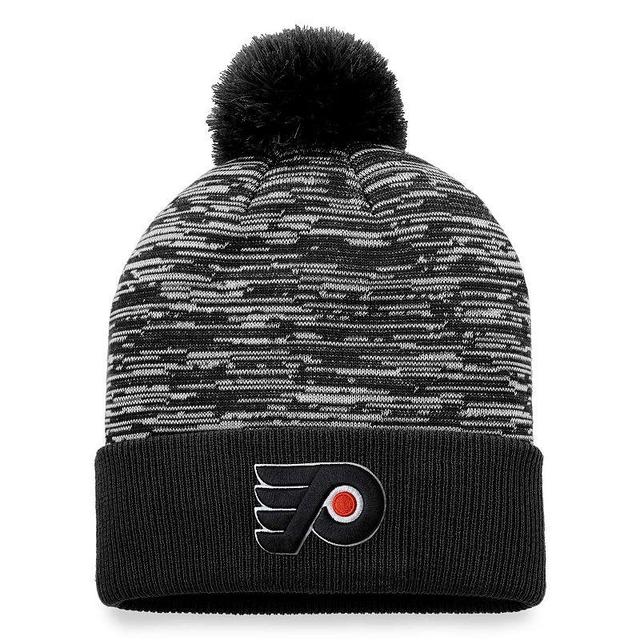 Mens Fanatics Branded Black Philadelphia Flyers Defender Cuffed Knit Hat with Pom Product Image