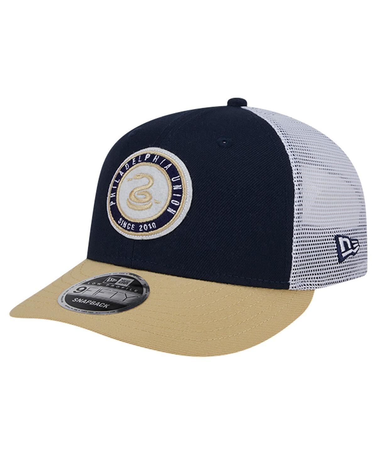 Mens New Era Philadelphia Union Throwback Trucker Low Profile 9FIFTY Snapback Hat, Blue Product Image