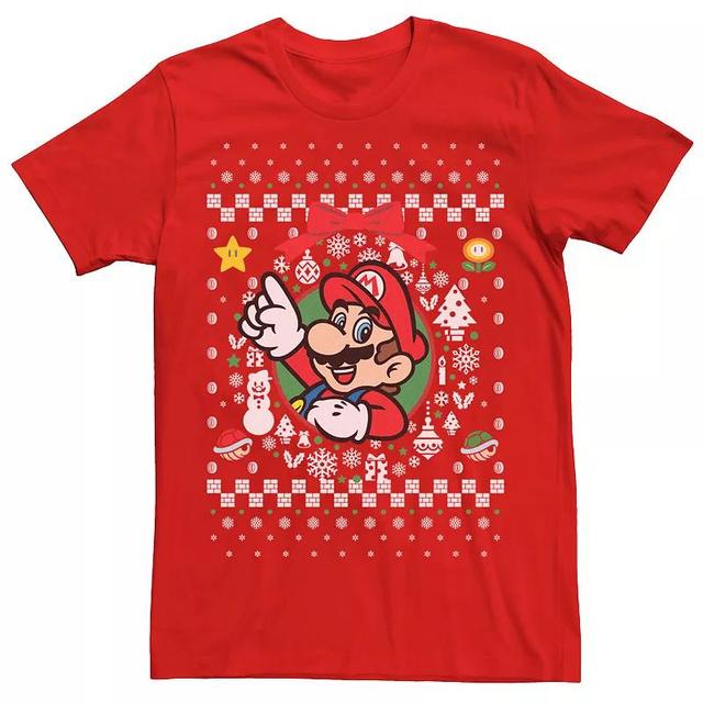 Mens Nintendo Super Mario Classic Ugly Christmas Mario Graphic Tee Product Image