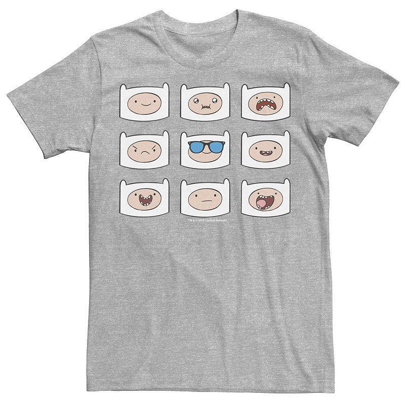 Mens Adventure Time Finns Many Faces Grid Tee Grey Product Image