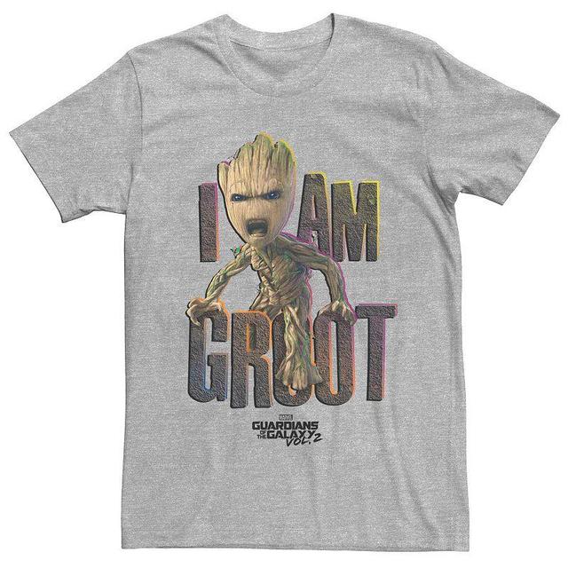 Mens Marvel Guardians Of The Galaxy 2 Groot Yell Colorful Poster Tee Athletic Grey Product Image