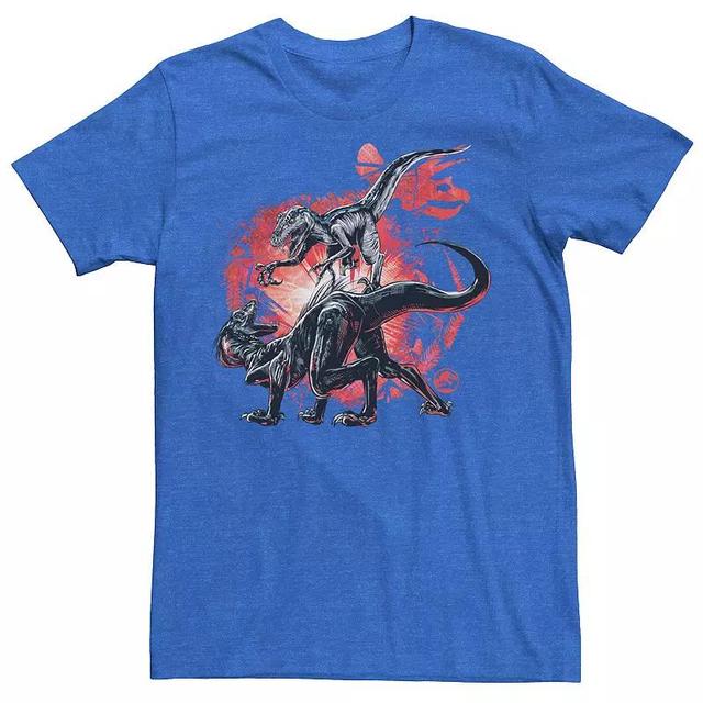 Mens Jurassic World Raptor Fight Portrait Tee Royal Grey Product Image