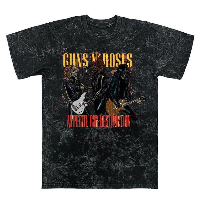 Mens Guns N Roses Tee Appetite Skeletons Graphic Tee Black Product Image