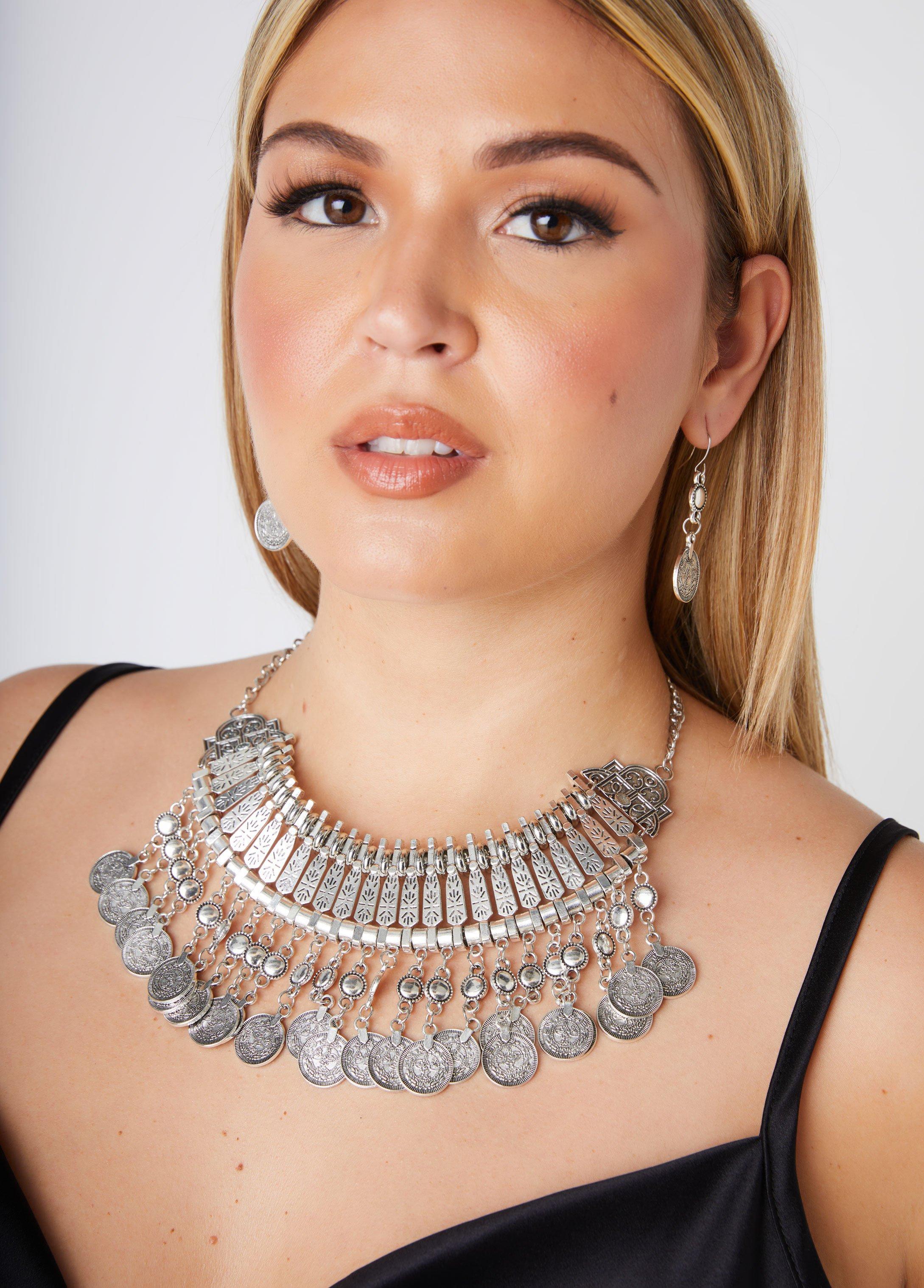 Coin Embellished Necklace Set Product Image