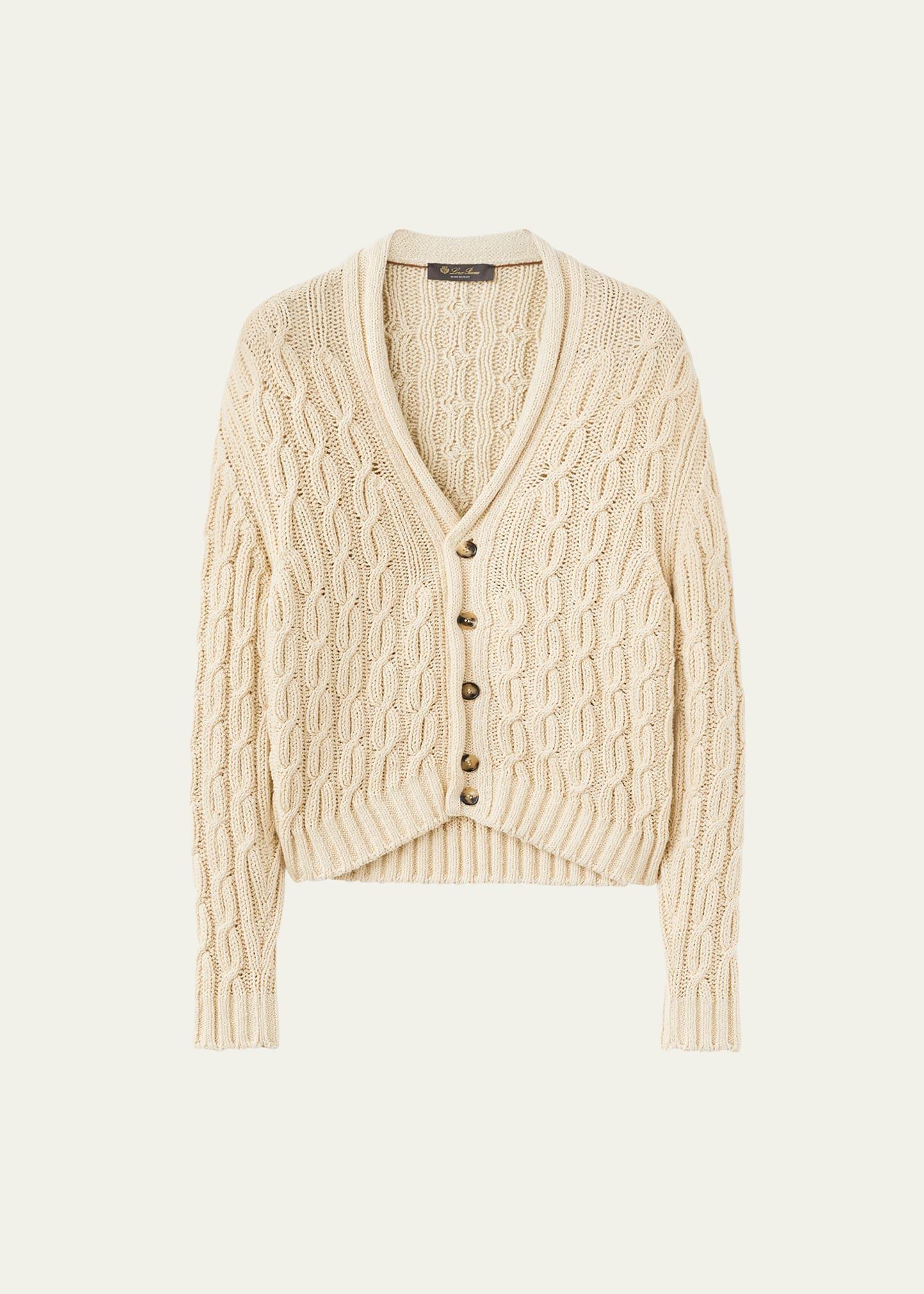 Mens Papiro Hida Cotton Cable Knit Cardigan Sweater Product Image