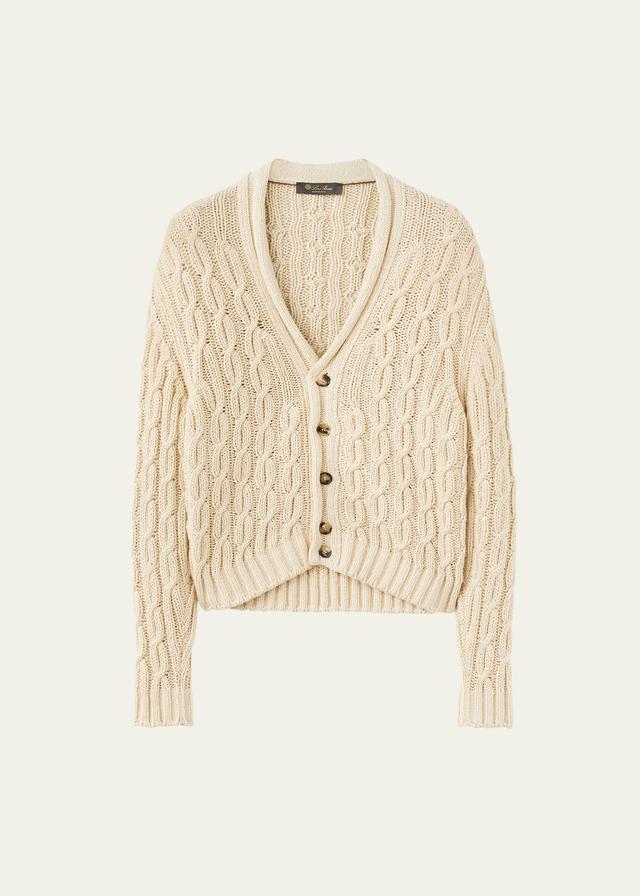 Mens Papiro Hida Cotton Cable Knit Cardigan Sweater Product Image