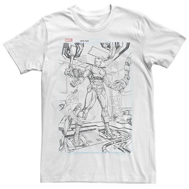 Mens Marvel Iron Man Comic Cover Sketch Graphic Tee Product Image