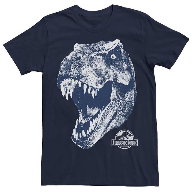 Mens Jurassic Park T-Rex Head Roaring Tee Blue Product Image