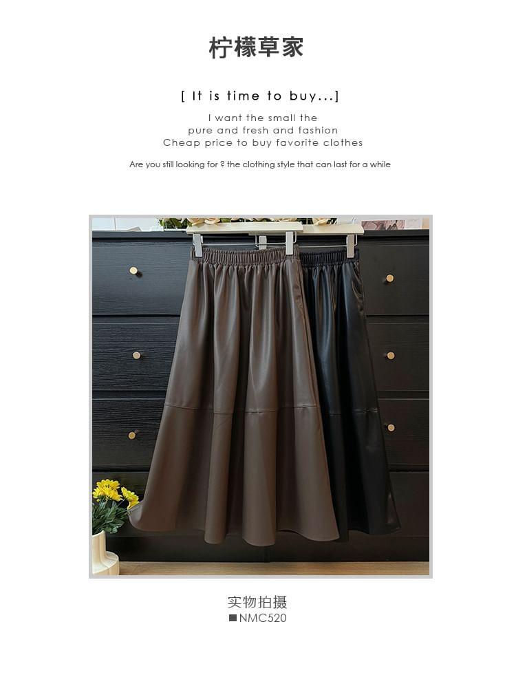 Faux-Leather A-Line Skirt Product Image