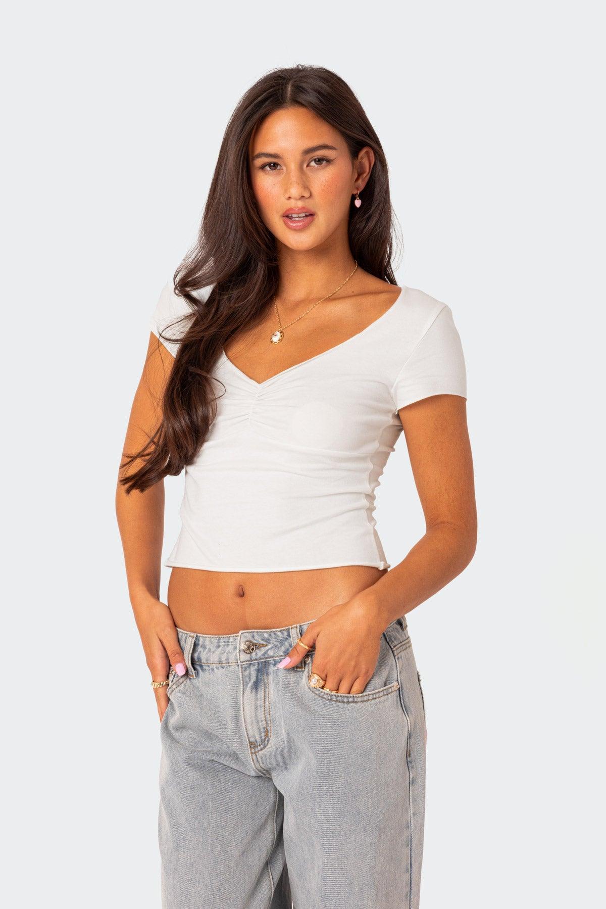 Ava V Neck Ruched Top Product Image