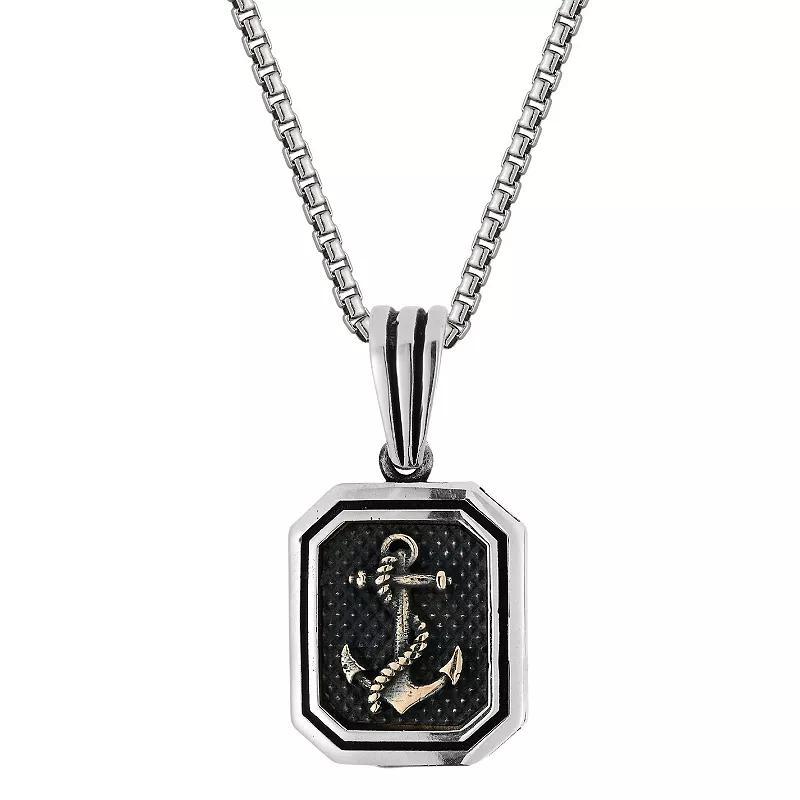 Menster Mens Sterling Silver Oxidized Anchor Pendant Necklace Product Image