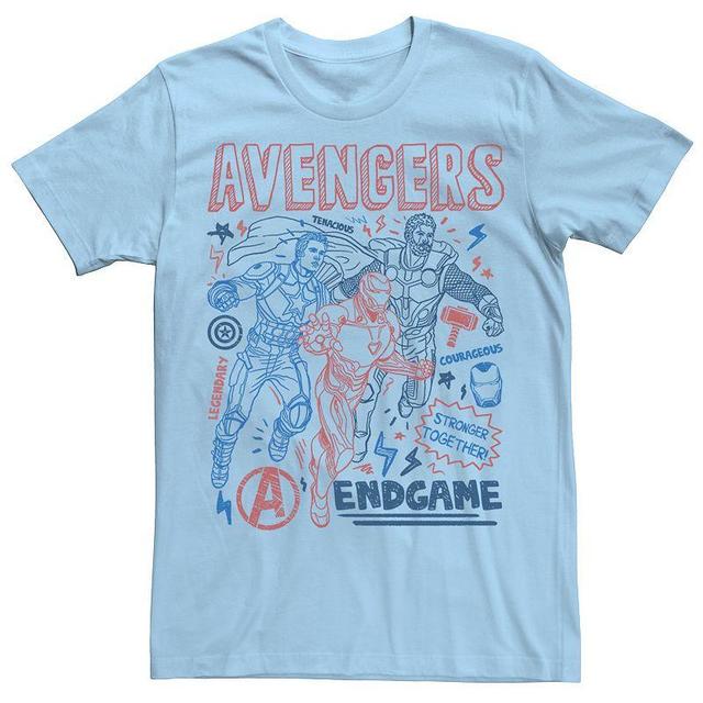 Mens Marvel Avengers Endgame Doodle Collage Logo Tee Light Blue Product Image