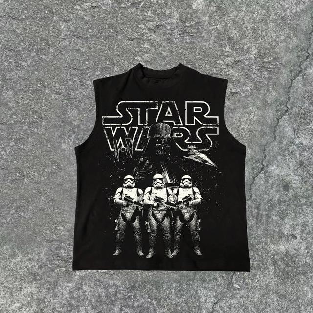 Men's Vintage Sw Print Cotton Sleeveless Tank Top Product Image