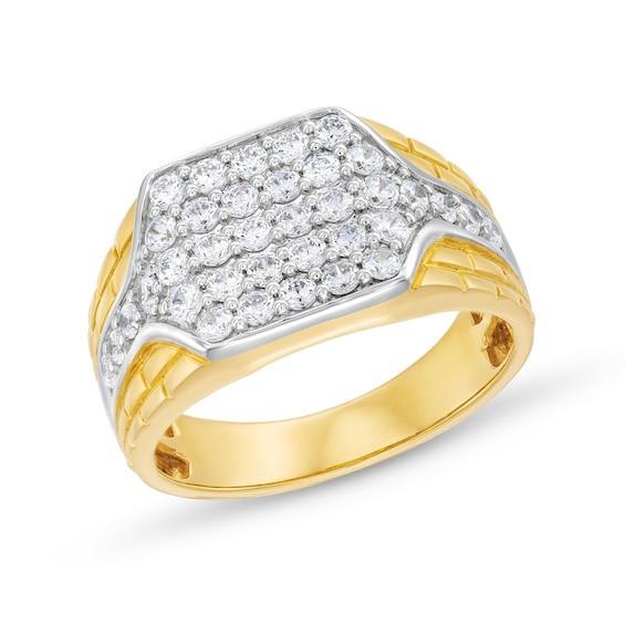 Men's 1-1/4 CT. T.w. Certified Lab-Created Diamond Hexagon-Top Nugget-Style Ring in 10K Gold (F/Si2) Product Image